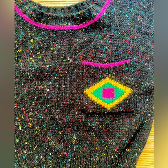 Haberdasher Vintage Short Sleeve Knitted Sweater Medium Memphis Style 80s - Picture 4 of 4